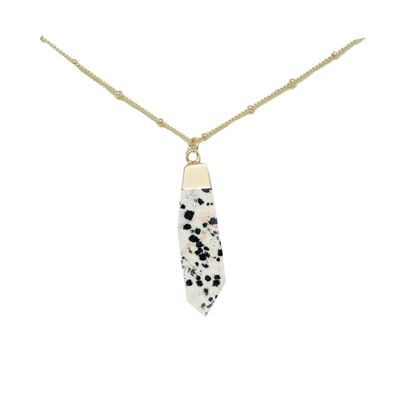 Genuine hot tumbled Dalmatian Jasper necklace