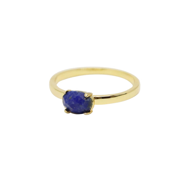Lapis & Gold Stacking Stone Ring – CHARGED